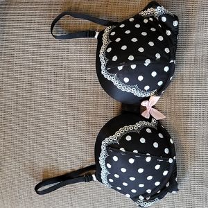 Black and pink polka dot VS bra